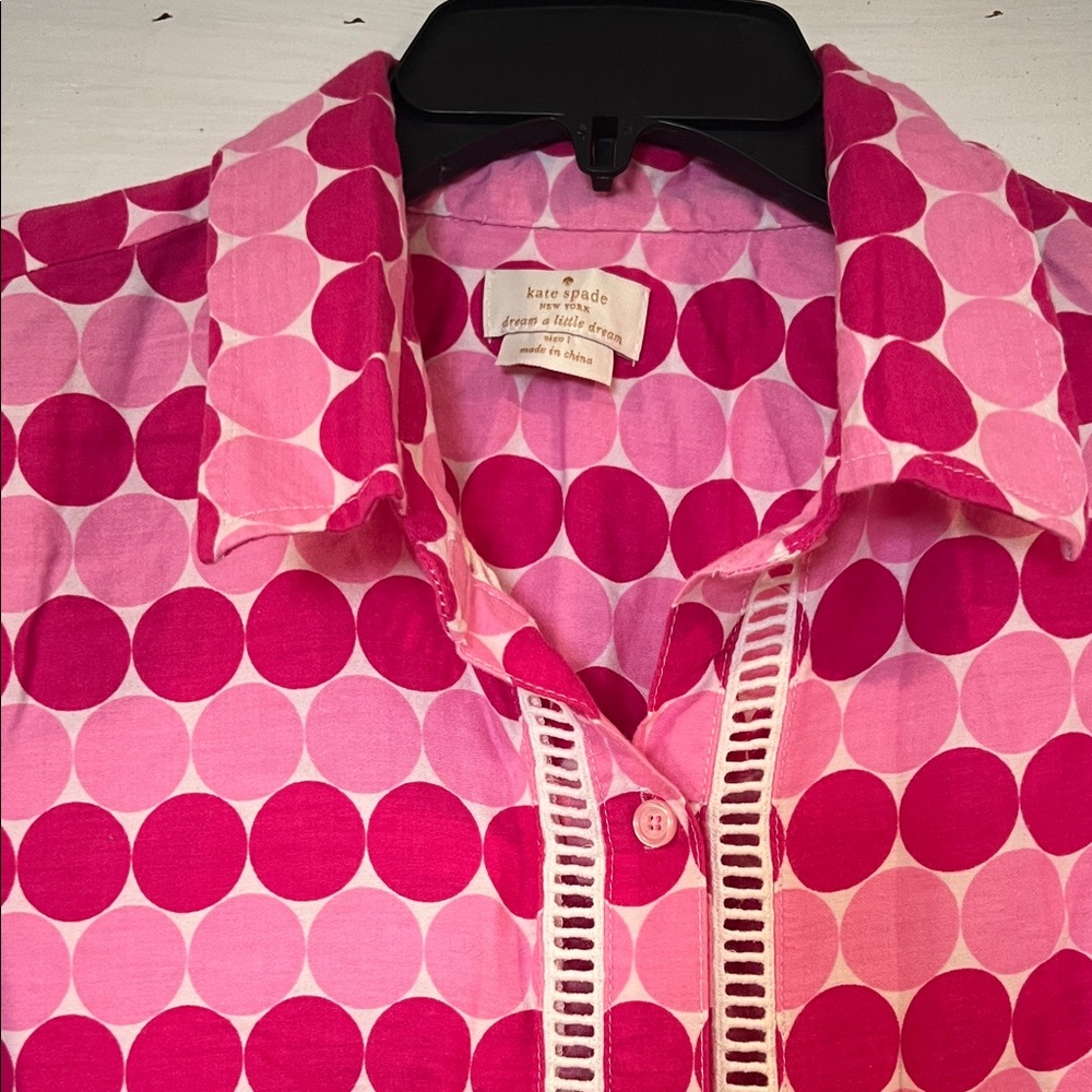 Kate Spade Pink Polka Dot Blouse